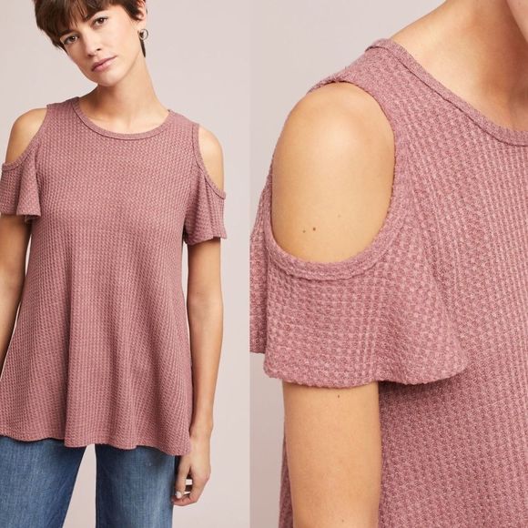 ANTHROPOLOGIE Fluttered open shoulder top - Picture 2 of 6
